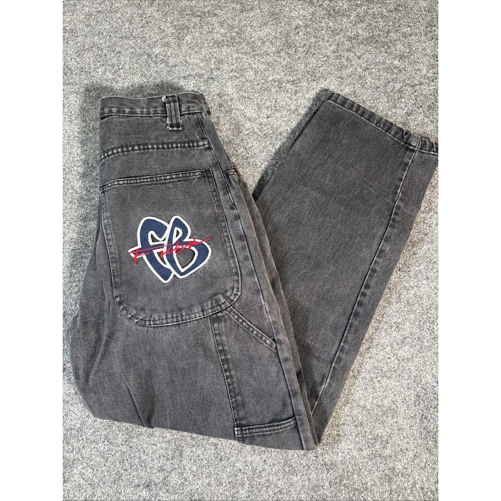 Vintage FUBU Jeans Mens 28 Carpenter Baggy Y2K Hip Hop Embroidered
